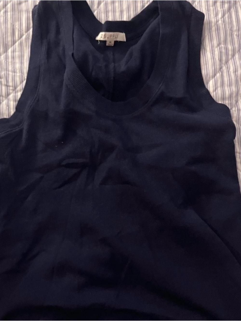 Z Supply Navy Ribbed Scoop Neck Tank
